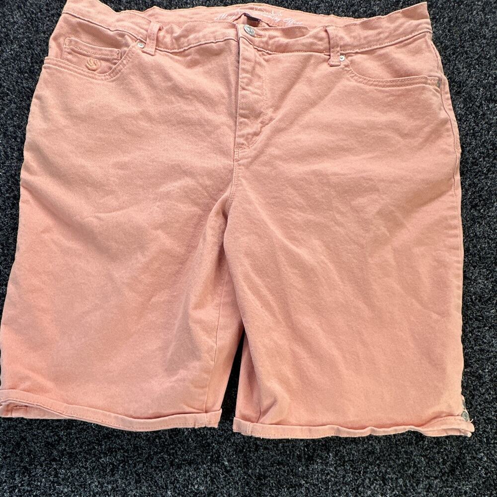 Gloria Vanderbilt Amanda Bermuda Shorts Women’s 18W Pink 9in Cotton Stretch